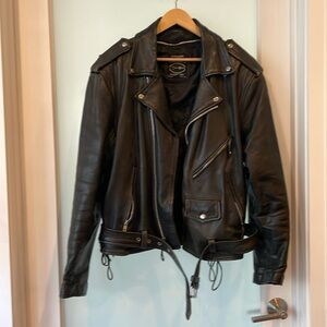 Tannery West Leather biker jacket, excellent condition, size L, black, Men’s (?)